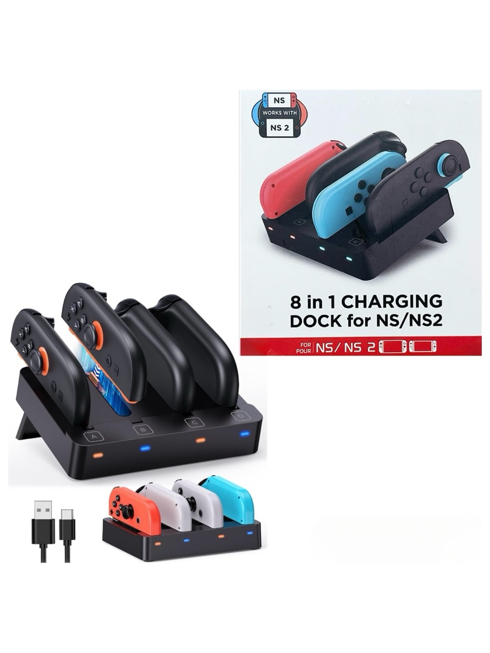 8-in-1 Nintendo Switch/Switch OLED Charging Dock for Joy-Con Controllers